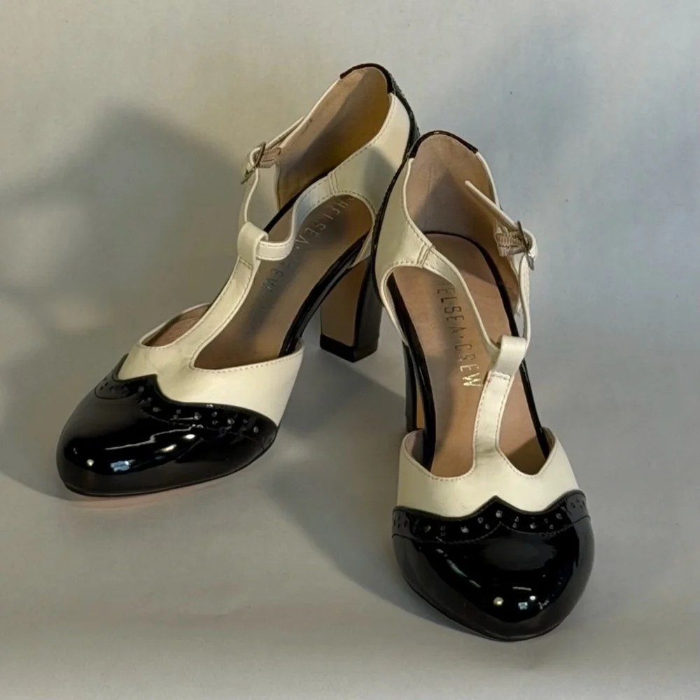 Gatsby II T-Strap Vintage Heels - Black and White - Picture 16 of 16